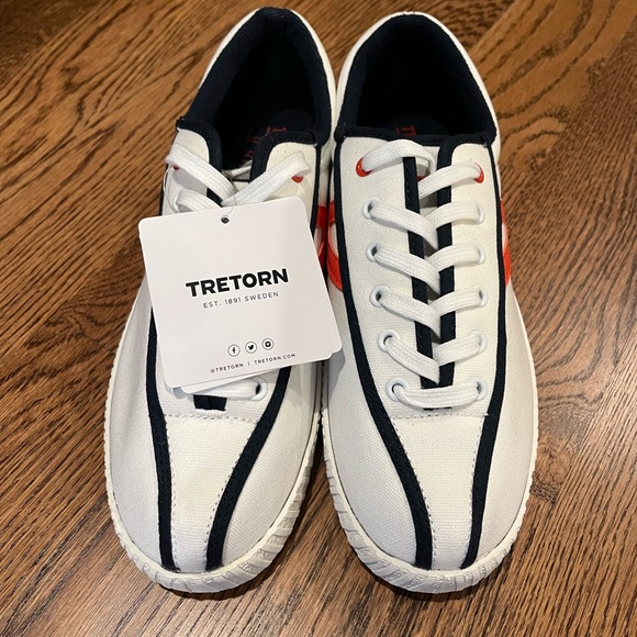NWT Tretorn J. Crew White and Blue Sneakers - Picture 2 of 6
